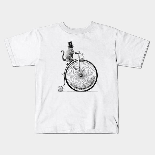 kat op velocipede Kids T-Shirt by RedmerHoekstra